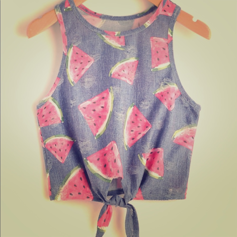 Watermelon Crop tie Shirt